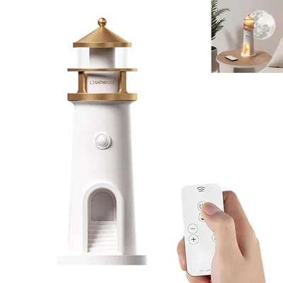 Produktbild von Leuchtturm Deko Nachtlicht, LED Mond Projektor Lampe Kinder Erwachsene Geschenk Schlafzimmer Wohnzimmer Beleuchtung, 72*242mm,Mit Fernbedienung