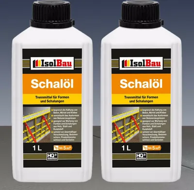 Produktbild von Isolbau Schalöl Professional - 2x 1 Liter Trennmittel für Formen & Schalungen - Beton-Trennmittel, begrenzt die Haftung von Beton, Mörtel & Kleber