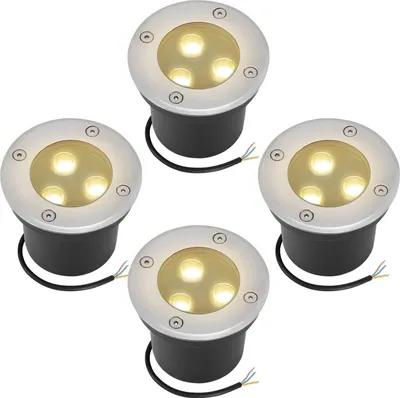 Produktbild von Peviasot 4x 3W Bodenleuchte IP65 Außen LED Leuchte Bodeneinbaustrahler Bodenstrahler Bodenlampe Warmweiß