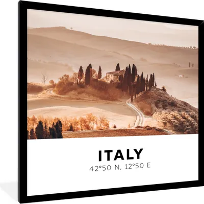 Produktbild von MuchoWow® Gerahmtes Poster Italien - Toskana - Sommer 40x40 cm - Poster mit Schwarzem Bilderrahmen Wandposter Rahmen Foto Bilder - Mit Rahmen - Wanddekoration Schlafzimmer