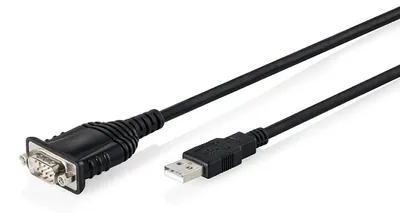 Produktbild von Digitus USB 2.0 auf RS232 Adapterkabel, 1,8 m, integrierter FTDI FT232RNL-Chipsatz, Schwarz, 1,8 m, USB Typ-A, DB-9, Stecker, Stecker