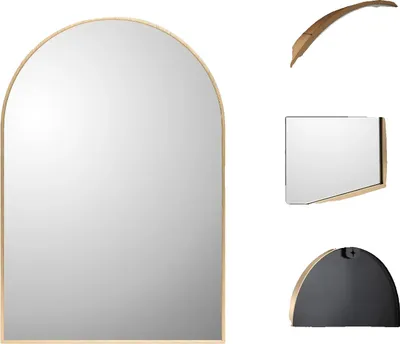 Immagine prodotto di Specchio da bagno, cornice, montaggio a parete, bombato 96x66 cm oro, alluminio