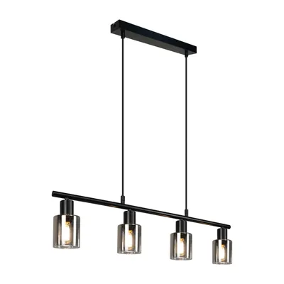 Produktbild von ZMH Hängelampe 4 flammig Pendelleuchte esstisch Vintage Esstischlampe hängend Schwarz industrial Hängeleuchte aus Glas E14 Fassung Esszimmerlampe retro Pendellampe für Esszimmer Wohnzimmer Küche