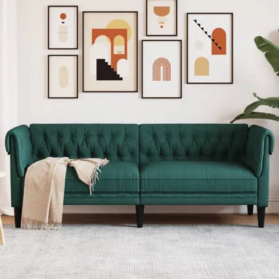 Produktbild von The Living Store Chesterfield-Sofa 3-Sitzer Dunkelgrün Stoff