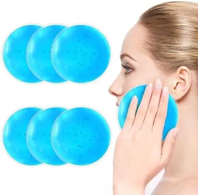 Produktbild von 6er Kühlpads, 11CM Wiederverwendbare Gel kühlpack, Medical Kühlakkus Gel für Augen, Weisheitszähne, Schönheit, Schmerzlinderung, Zahnschmerzen, Fieber, für Kinder & Erwachsene