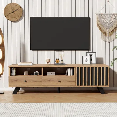 Zdjęcie produktu dla RTV-szafka o wymiarach 150x38x44 cm, komoda z 2 szufladami i szafką