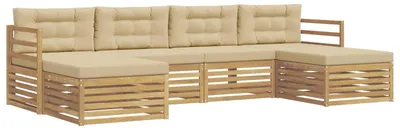 Immagine prodotto di Set divani da esterno vidaXL, 6 pezzi, bianco e beige, 325 x 162,5 x 73 cm