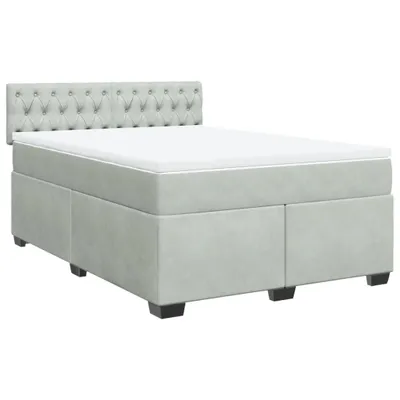 Produktbild von Boxspringbett mit Matratze Hellgrau 140x190 cm Samt