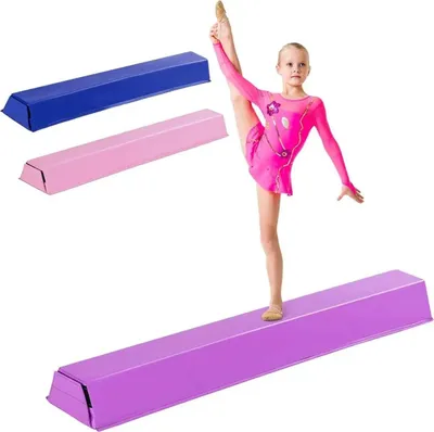 Produktbild von Gymnastik Balancierbalken - Kinder Schwebebalken - 117 cm - Mit Klettverschluss - Für Heimtraining - Lila