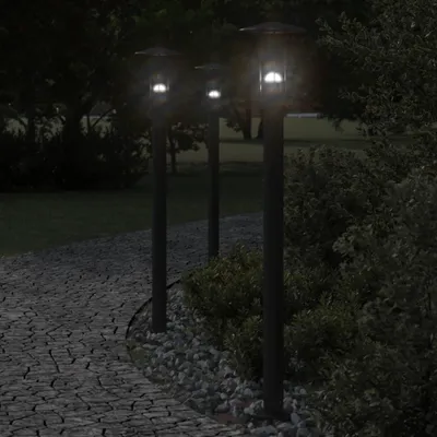 Zdjęcie produktu dla Lampa Ogrodowa Na Słupku, Czarna, 100 Cm, Stal Nierdzewna Lumarko!