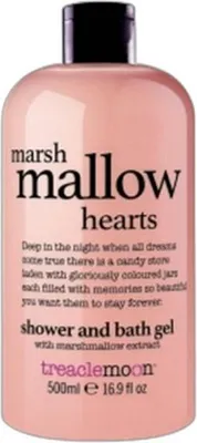 A bottle of Treaclemoon Marshmallow Hearts shower and bath gel.
