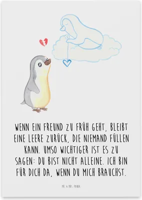Produktbild von Mr. & Mrs. Panda Trauerkarte Trauer Freund - Weiß - Beileidskarte, Freunde, Tod Eines Nahestehenden Menschen, Kondolenzkarte, Abschiedskarte, Beileid, Freundes