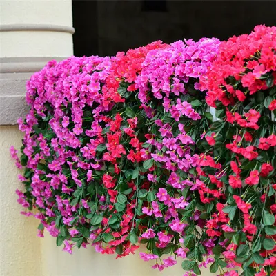 Produktbild von 4-er/Set 85cm Kunstpflanzen Efeuranken Hängepflanzen Künstliche Blatt Rebe Violett Blumen Deko, 2x Lila+2x Rosa