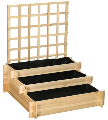 Produktbild von Outsunny 3-stufiges Hochbeet mit Rankgitter, Pflanzkasten, 95 x 95 x 110H cm