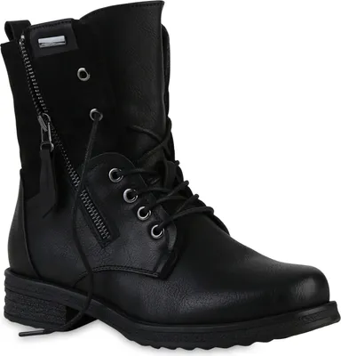 Produktbild von VAN HILL Damen Leicht Gefüttert Schnürstiefeletten Stiefelette Zipper Schuh 841451, Farbe: Schwarz, Größe: 40
