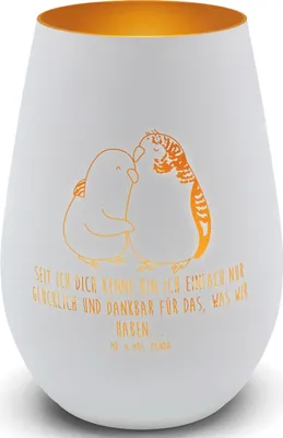 Produktbild von Mr. & Mrs. Panda Laterne Wellensittich Liebe - Weiß - Geschenk, Vögel, Kerzenhalter, Kerzenglas, Outdoor Windlicht, Umarmen, Glas, Freundin, Verknallt