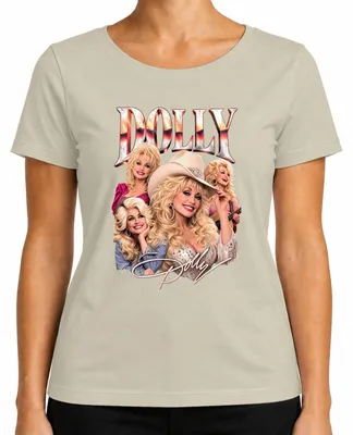 Immagine prodotto di Maglietta da donna con stampa di Dolly Parton, leggenda della musica country, icona del western, cowgirl, simbolo di Nashville, taglia S, colore naturale