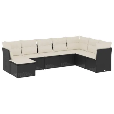 Produktbild von 8-tlg. Garten-Lounge-Set, modular mit Stauraum, wasserabweisendem Beutel und Kissen, PE-Rattan Schwarz, abnehmbare Bezüge