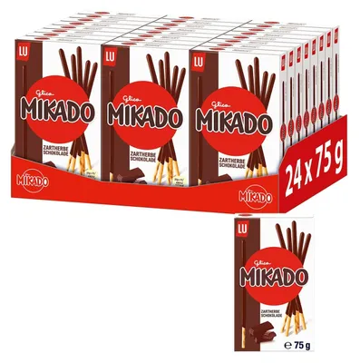 Produktbild von Mikado Mikado Zartbitterschokolade Keksstäbchen, 75 g (24er-Pack)