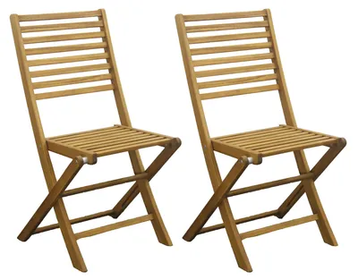 Immagine prodotto di Set 2 Sedie da Giardino Pieghevoli 48x53x92 cm in Legno Naturale