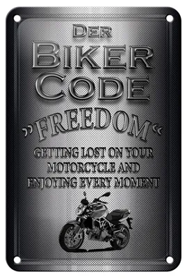 Produktbild von Blechschild Motorrad 12x18cm Biker Code Freedom getting