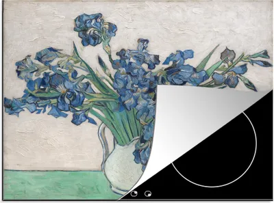 Produktbild von KitchenYeah© Herdabdeckplatte Vase mit Schwertlilien - Vincent van Gogh , 59x51cm, Küche Deko, Glaskeramikkochfeld Herdabdeckung, Abdeckplatte fùr Kochfeld