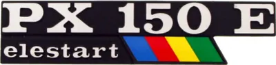 Produktbild von RMS Emblem / Schriftzug " PX 150 E elestart " kompatibel mit Vespa PX 150 E - 2 Pins 135x33mm Lochabstand 105mm