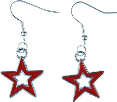 Produktbild von Stern Ohrringe Miniblings Hänger Sterne Weihnachten Star Loch Emaille rot silber