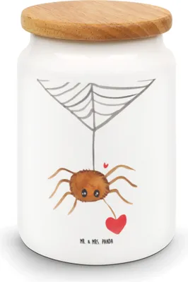 Produktbild von Mr. & Mrs. Panda behälter Spinne Agathe Liebe - Weiß - Geschenk, Dose, Lebensmittelbehälter, Liebesgeschenk, Verliebt, zuckerdose, Frischhaltedose, Kaffeedose