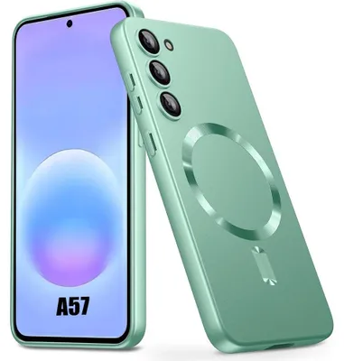 Image de Coque pour Samsung Galaxy A57 5G, Silicone Slim Anti-Rayures avec Anneau Magnétique Vert