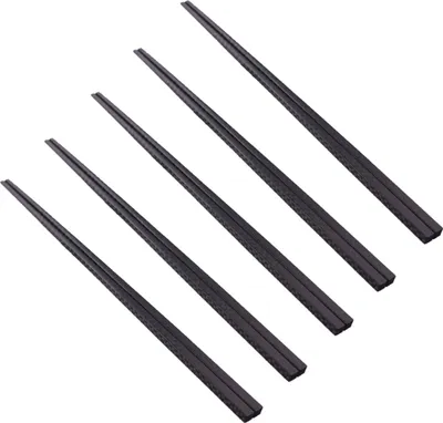 Immagine prodotto di Bacchette per sushi quadrate nere in plastica riutilizzabile, 5 paia