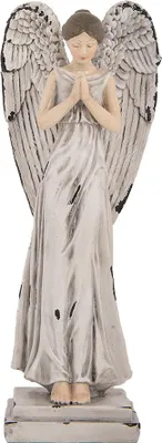 Image de Clayre & Eef Figurine de décoration Ange 23 cm Blanc Gris Plastique