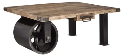 Immagine prodotto di MASSIVMOEBEL24 | tavolino da salotto in legno di Mango 110x80x43 mango naturale laccato RAILWAY #105