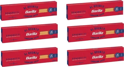 Produktbild von 6x Barilla Spaghetti al Bronzo Bronze Gezogene Pasta 400g Rohe Verarbeitungsmethode