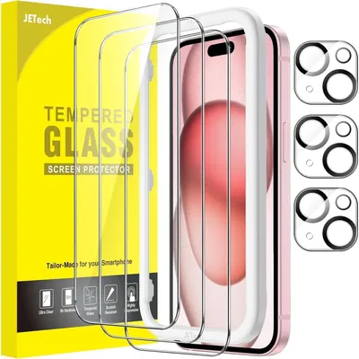 Immagine prodotto di Pellicole protettive per iPhone 15 da 6,1 pollici con protezione per la fotocamera, confezione da 3 pezzi