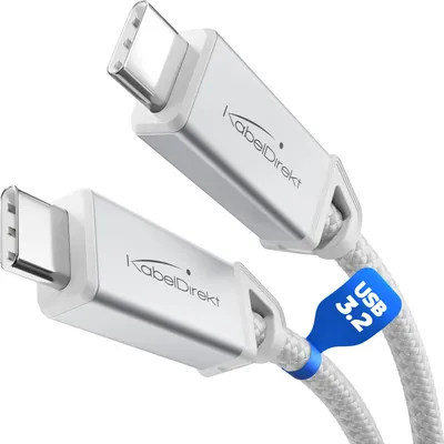 Produktbild von KabelDirekt – USB-C-Kabel – 1,5m – 4K, 20Gbit/s, 240W, Weiß