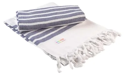 Produktbild von ARTG - "Hamamzz Dalaman" Handtuch LT3944 (Einheitsgröße) (Weiß/Dunkelblau)