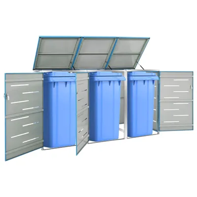 Produktbild von vidaXL Mülltonnenbox für 3 Tonnen 207x77,5x112,5 cm Edelstahl