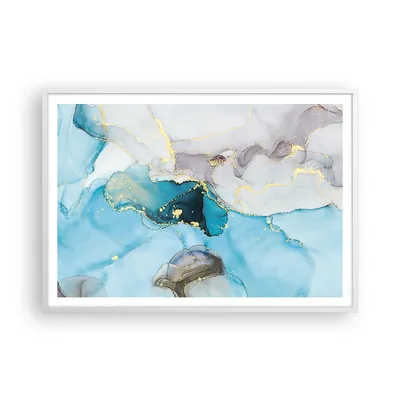 Produktbild von Gerahmtes Poster - Weißer Rahmen - Marmor Modern Blau - 100x70 cm - Wand Bild - Wanddeko - Wandbilder - Kunstposter - Wandposter - Bilderrahmen - Bilder - Kunstdruck - P2WAA100x70-4792