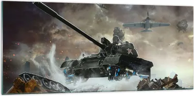 Produktbild von Bilder auf glas - Krieg Panzer Airplain Schlacht - 120x50cm - Glasbilder - Wandbilder - Kunstdruck - zum Aufhängen bereit - Wanddekoration aus Glas - Glas Bilder - Wandbild auf Glas - GAB120x50-2936