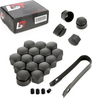 Produktbild von 20x Radschrauben Kappen Set 17mm Schwarz matt Diebstahlhemmend für VW SEAT SKODA