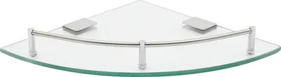 Produktbild von Eckablage für Bad/Dusche - Wandmontage - 1 Ebene - Gehärtetes Glas - Edelstahlreling - 23,5×23,5×4 cm - Klar