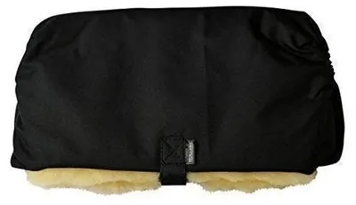 Produktbild von Handwärmer aus echtem Merinowollfell für Kinderwagen, schwarz/gelb