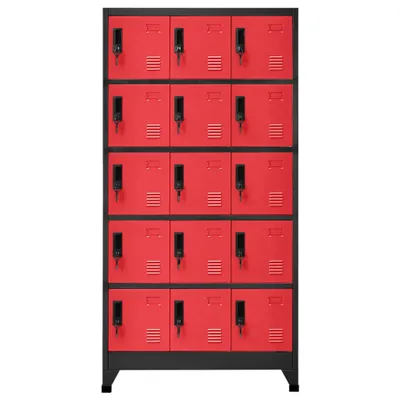Image de vidaXL Armoire à casiers Anthracite et rouge 90x40x180 cm Acier