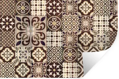 Produktbild von MuchoWow® Wandtattoo Wandsticker Wandaufkleber Retro - Muster - Braun - Abstrakt 120x80 cm Selbstklebend und Repositionierbar - Selbstklebend - Fototapeten