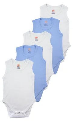 Produktbild von Babybody Ärmellos 5er Set – Baby Body Erstausstattung Neugeborene, 100 % Baumwolle, Jungen Set, Gr. 62