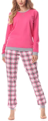 Produktbild von Merry Style Damen Schlafanzug Zweiteiler lang Pyjama Langarm Lange Hose mit Muster MS10-168 (Amaranth Grau, XXL)