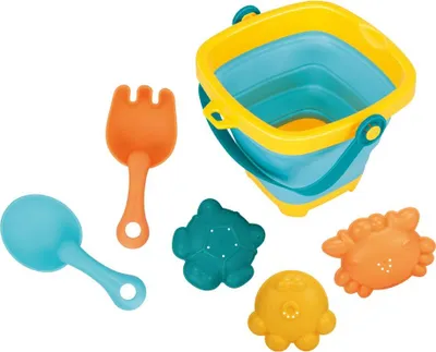 Zdjęcie produktu dla Składane wiaderko i zabawki do piasku Baby Mix - zestaw 5 sztuk
