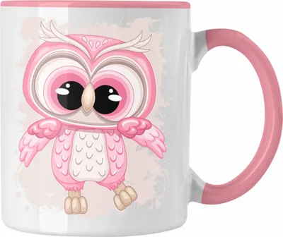 Produktbild von Trendation - Eulen Tasse Geschenk Frauen Eulenliebhaber Fans Becher Grafik (Rosa)