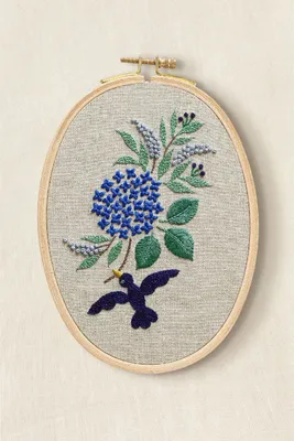 Image de DMC paquet de broderie à plat avec cadre de broderie "Hortensia", préimprimé, 12,5x20cm